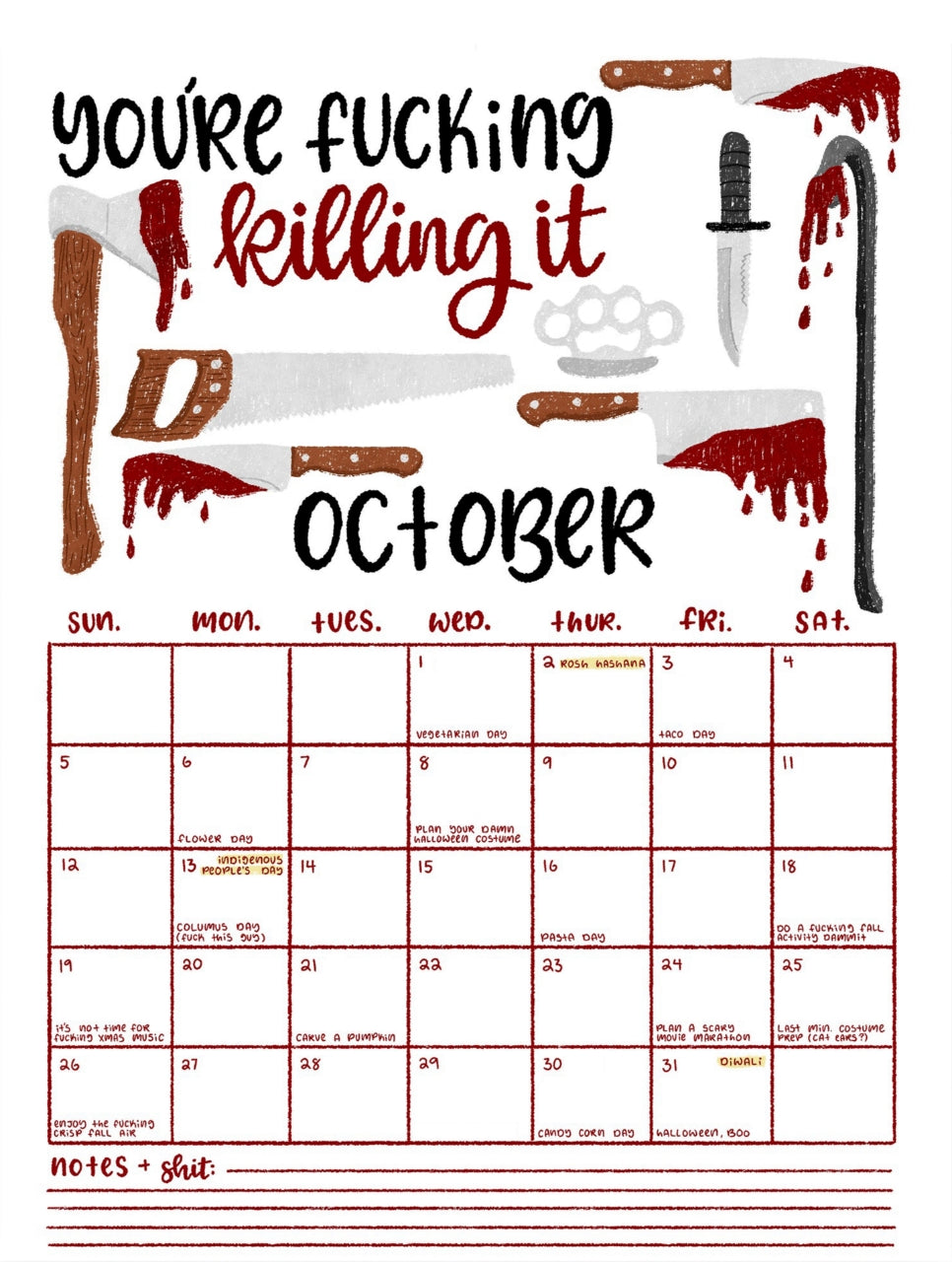 HERE WE FUCKING GO AGAIN 2025 CALENDAR