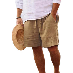 Men's Cotton Linen Drawstring Beach Shorts