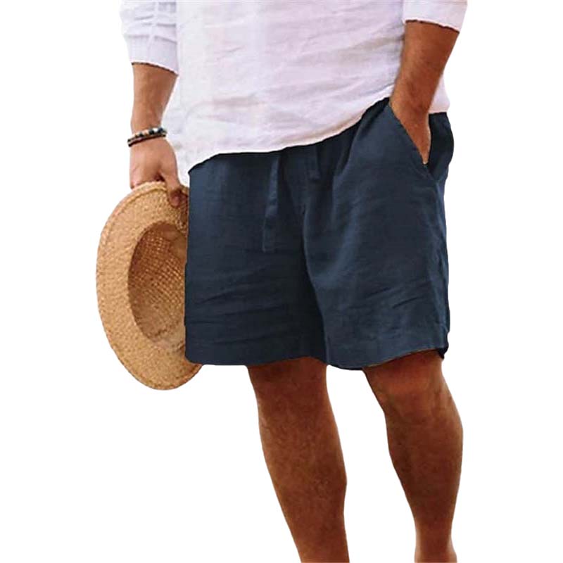 Men's Cotton Linen Drawstring Beach Shorts