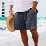 Men's Cotton Linen Drawstring Beach Shorts