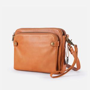 Three-Layer Leather Crossbody Shoulder & Clutch Bag