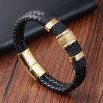 Stainless Steel Leather Cord Bracelet