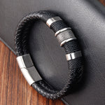 Stainless Steel Leather Cord Bracelet