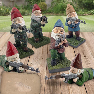 Military Garden Gnome With Camouflage Uniform And AK47