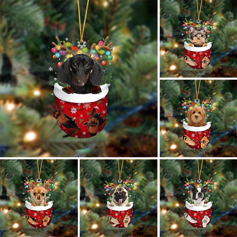 Cute Christmas Sock Dog Ornament