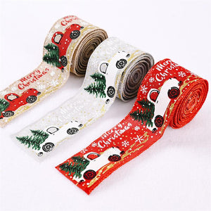 Christmas Ribbon Printed Burlap Ribbons For Gift Wrapping