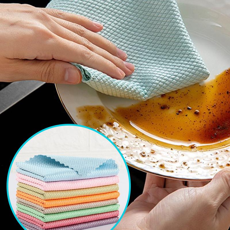 Fish Scale Microfiber Polishing Cleaning Cloth 5 Pcs