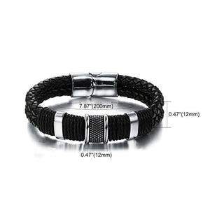 Stainless Steel Leather Cord Bracelet