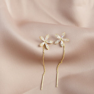 Shiny Fringe Flower Earrings