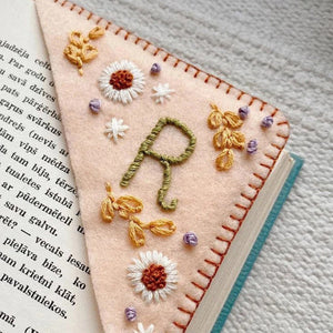 Personalized Hand Embroidered Corner Bookmark