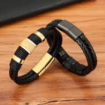 Stainless Steel Leather Cord Bracelet