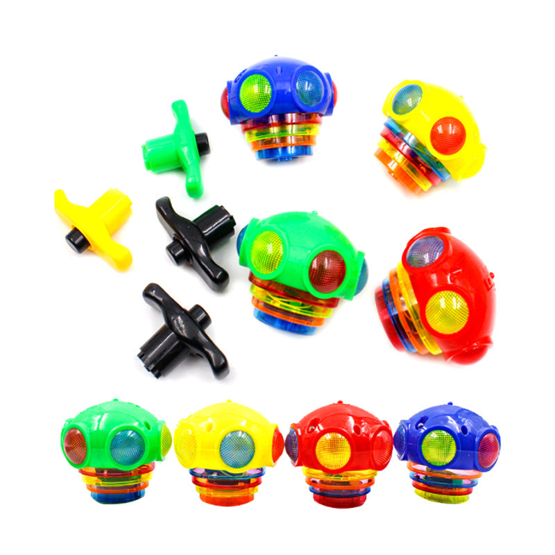 LED Light Up Flashing UFO Spinning Tops