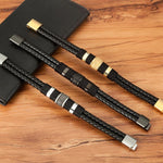 Stainless Steel Leather Cord Bracelet