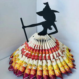 Trätrulle Halloween-häx-servetthållare-dekoration