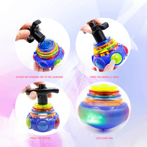 LED Light Up Flashing UFO Spinning Tops