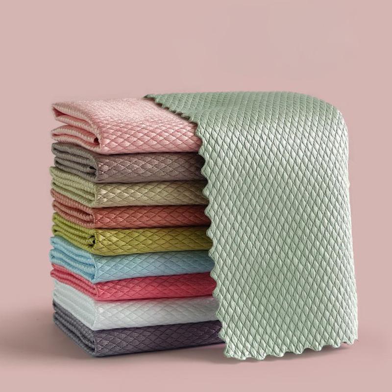 Fish Scale Microfiber Polishing Cleaning Cloth 5 Pcs