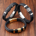 Stainless Steel Leather Cord Bracelet