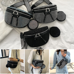 Fashion Rhinestone PU Leather Waist Bag