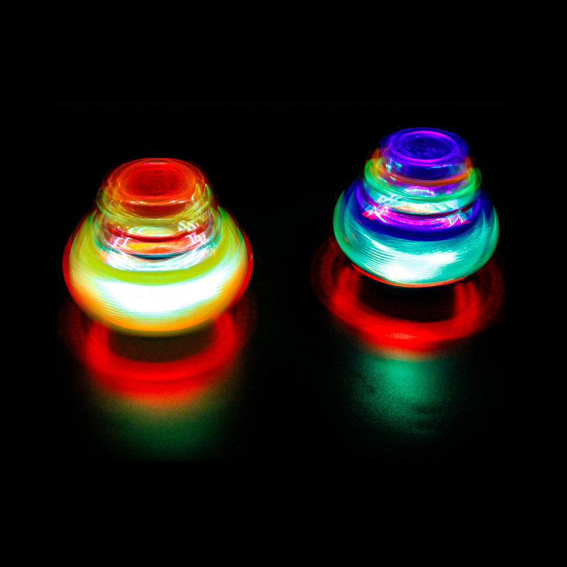 LED Light Up Flashing UFO Spinning Tops