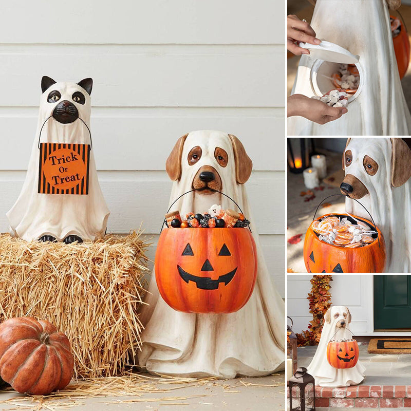 Halloween Pumpkin Ghost Candy Bowl Holder