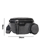 Fashion Rhinestone PU Leather Waist Bag