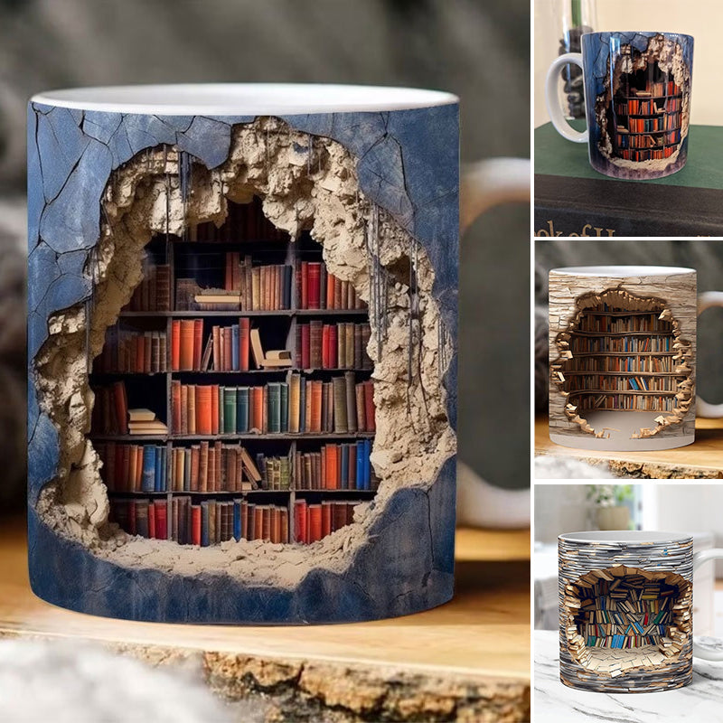 3D Bookshelves Hole In A Wall Mug